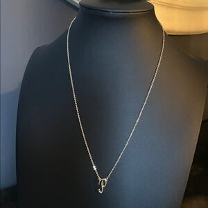 #0073.   Crown & Ivy Elegant Silver Initial Necklace Letter